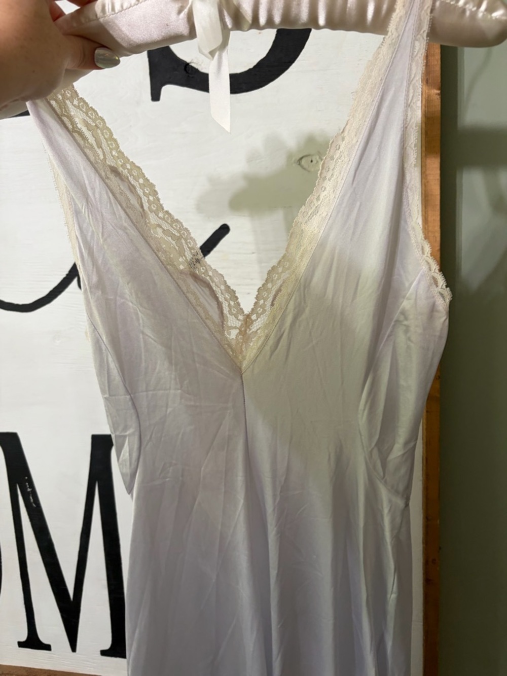 Miss Elaine Light Blue Slip with Cream Lace Trim - Picture 10 of 10
